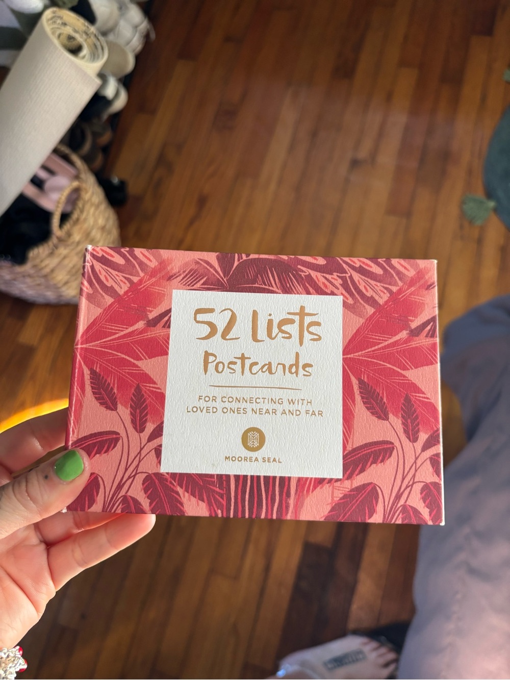 Moorea Seal 52 Lists Postcards - Pink Red Leaf Design